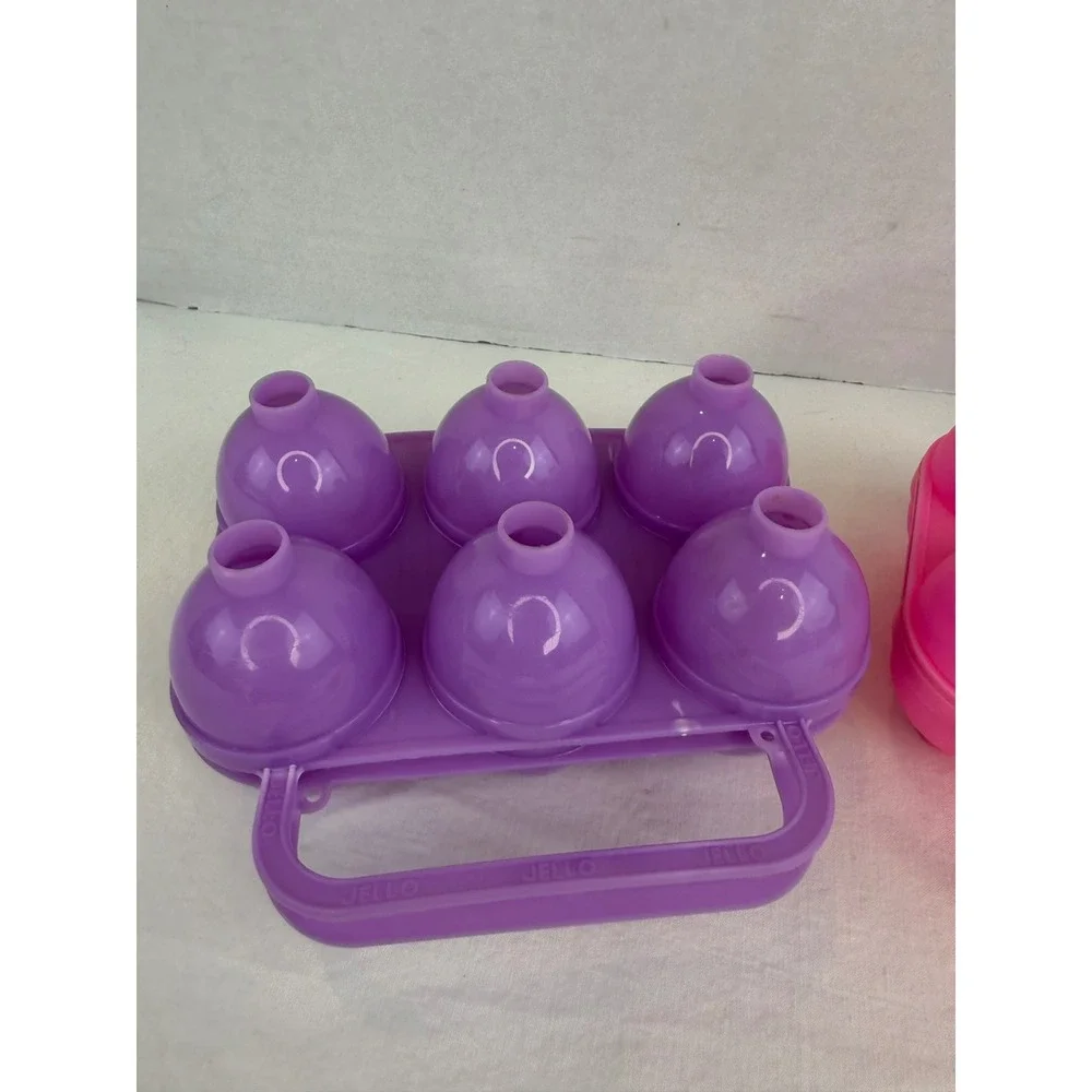 Vintage Jell-O Jiggler Egg Molds Set of 2 Pink and Purple Plastic 6 Cavity Trays